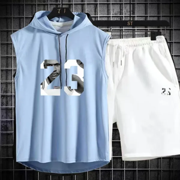 New Summer Men's Two Piece Set CasualT-Shirt and Shorts Set Mens Sports Suit Fashion Short Sleeve Tracksuit Hooded T-shirt - Image 14