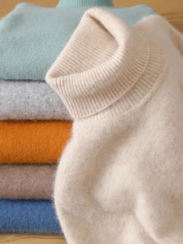 Men's 100% pure Mink velvet Cashmere Sweater High Lapels Pullovers Knitted Winter New Tops Long Sleeve High-End Jumpers - Image 13