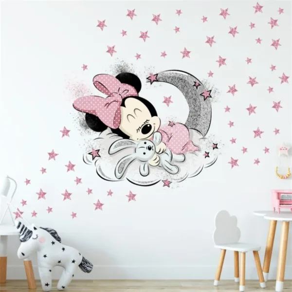 Cartoon Disney Mickey Mouse Minnie Baby Sleep Wall Sticker For Kids Room Decoration Wallpaper Cute Self-Adhesive DIY Mural Decal - Image 2