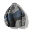 Hip Hop Winter Fleece Fluffy Jacket Streetwear Harajuku Fuzzy Zipper Coat Men Autumn Solid Color Men Lamb Fleece Winter Jackets - Image 3