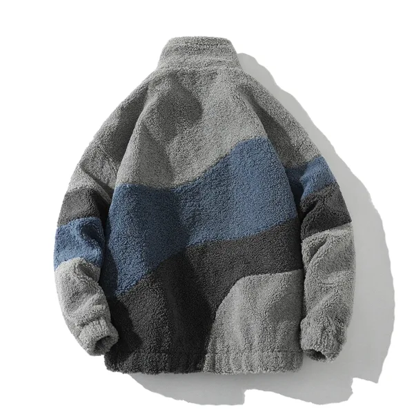 Hip Hop Winter Fleece Fluffy Jacket Streetwear Harajuku Fuzzy Zipper Coat Men Autumn Solid Color Men Lamb Fleece Winter Jackets - Image 3