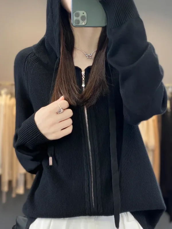 Zip-up Hoodies And Sweatshirts For Women Merino Wool Long Sleeve Sweaters Ladies Clothes Knitted Jumpers New Arrivals Outerwears - Image 13