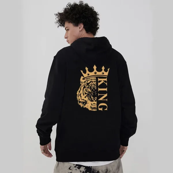 Fashion Lion King Tiger Queen Couple Hoodies Long Sleeve Pullover Golden Crown Couple Matching Outfits Streetwear Lovers Clothes - Image 5