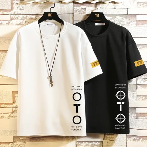 Short Sleeve T Shirt Men'S For 2024 Summer Print Black White Tshirt Top Tees Brand Fashion Clothes Plus Size M-5XL O NECK - Image 2