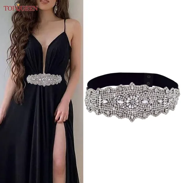 Women’s Rhinestone Elastic Belt - Image 2