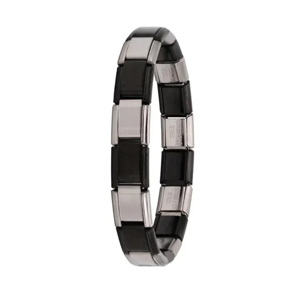 Italian Elastic Charm Bracelet (Black-Silver)