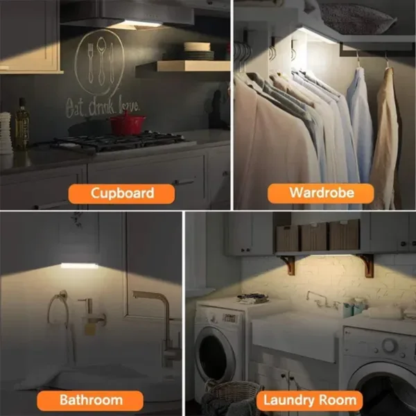 PIR Motion Sensor LED Under Cabinet Lamp Dimmable Rechargeable Night Light Stairs Closet Room Aisle Tube Bar Detector Bulb - Image 11