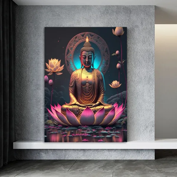 Classic Retro Sitting Lotus Buddha Posters and Prints Abstract Wall Art Picture Canvas Painting for Room Home Decoration - Image 4
