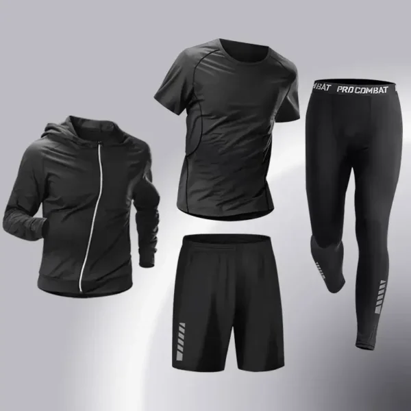 Fashion 3-5 PCS Mens Running Sportswear Set Fitness Jogging Compression Tracksuit Suit Training Sports Clothes Dry Fit Leggings - Image 8