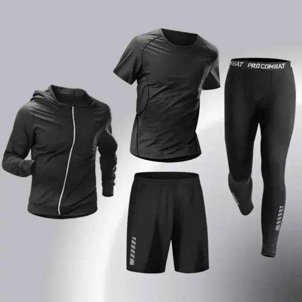 Fashion 3-5 PCS Mens Running Sportswear Set Fitness Jogging Compression Tracksuit Suit Training Sports Clothes Dry Fit Leggings - Image 3