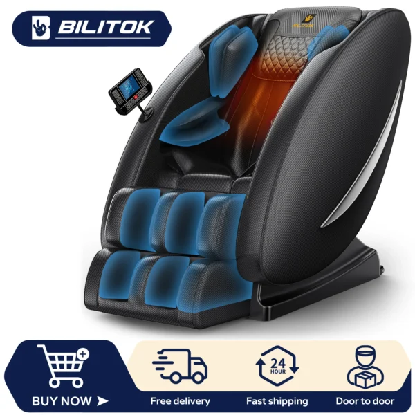Zero Gravity Recliner Massage Chair with Full Body Heat, Bluetooth Speakers, Airbags, and Foot Roller - Image 3