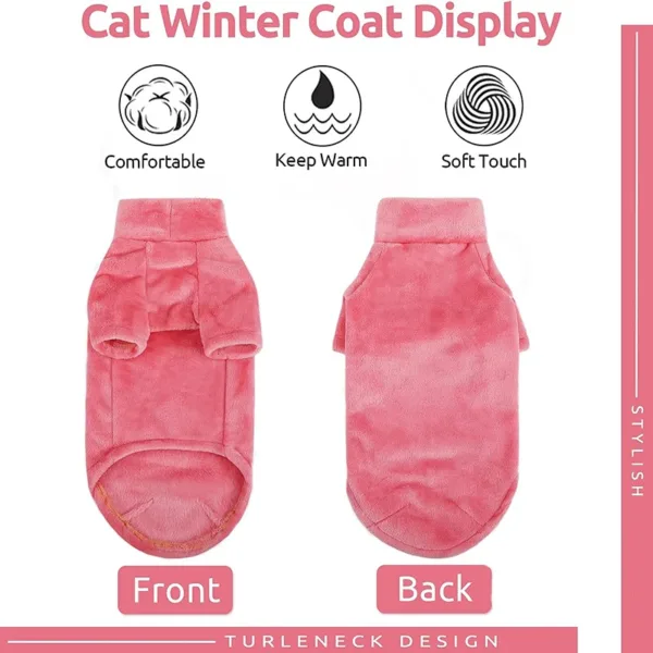 Turtleneck Cat Sweater Coat Winter Warm Hairless Cat Clothes Soft Fluff Pullover Shirt for Maine-Coon Cat Chihuahua Pet Clothing - Image 12