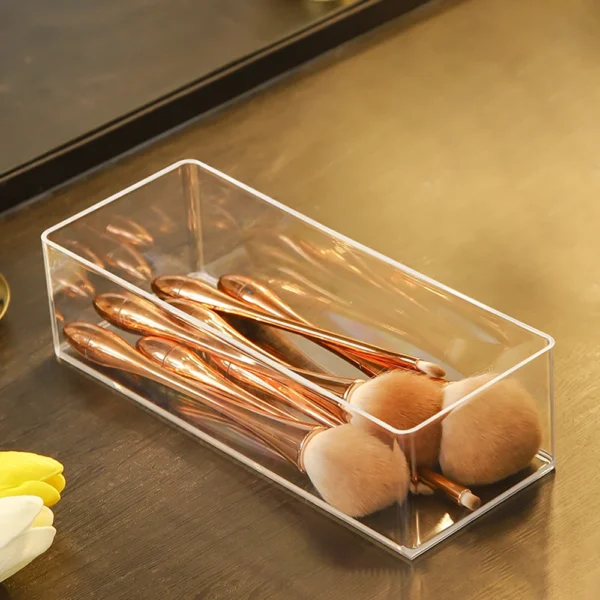 Clear Acrylic Makeup Layered Storage Box Dressing Table Cosmetic Lipstick Finishing Grid Box Desktop Drawer Storage Compartment - Image 5