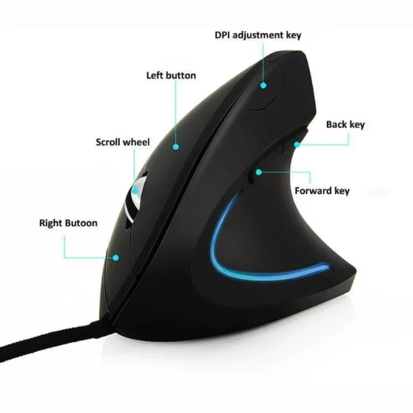 Wired Right Hand Vertical RGB Mouse Ergonomic Gaming Mouse 3200DPI USB Optical Wrist Healthy Mause for PC Computer - Image 6
