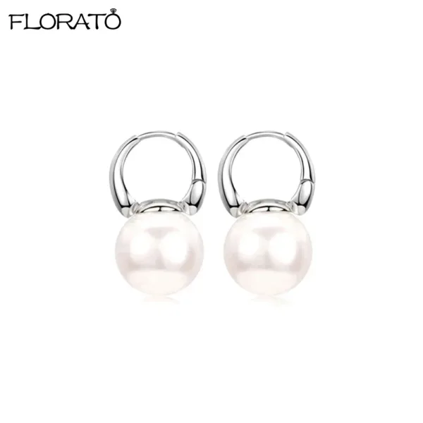 Korean Gold Pearl Hoop - Image 3