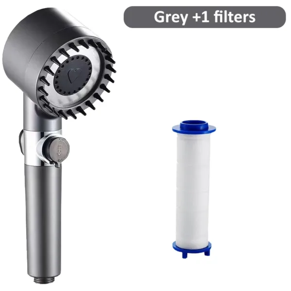 High Pressure Shower Head 4 Modes Adjustable Showerhead With Massage Brush Filters Water Saving Shower Bathroom Accessories - Image 5