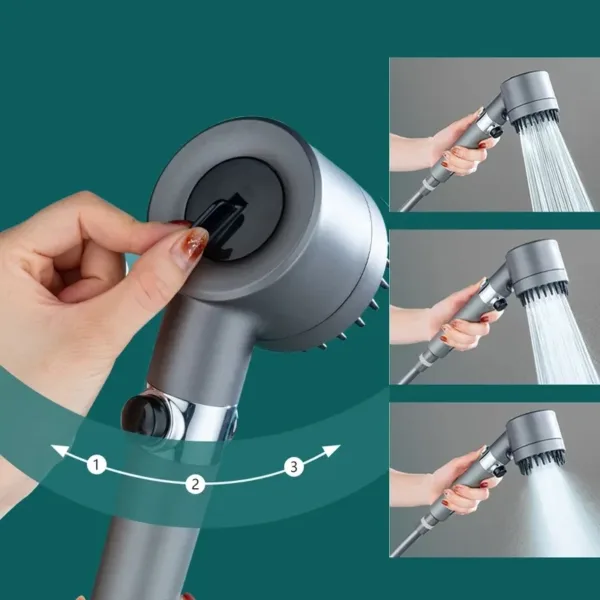 3 Modes Shower Head Adjustable High Pressure Water Saving Massage Portable Filter Shower Head Hook Hose Bathroom Accessories Set - Image 4
