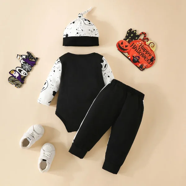 Halloween Baby Boy 2Pcs Outfits Grimace Letter Printing Hooded Long-sleeved Top and Bodysuit Elastic Pants set Fall Clothes - Image 6