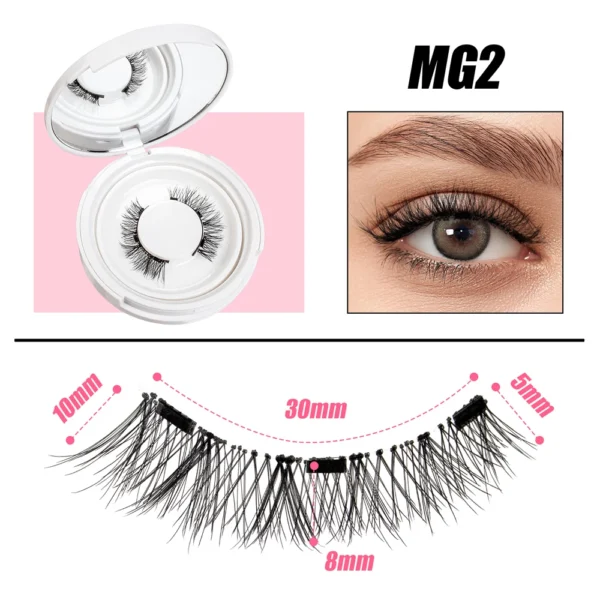 Cillophy 2Pairs Reusable Magnetic Lashes with Magnets Tweezer No Glue Needed D Magnetic Eyelash 3-Step Press On False Eyelash - Image 13