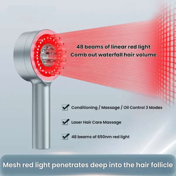 Household Hair Growth Comb Laser Medicine Scalp Care Massage Comb Red Light Blue Head Health Essence Hair Growth Instrument - Image 2