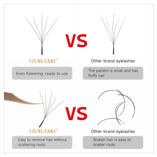 XIUSUZAKI 5D W Shaped Bloom Automatic Flowering Premade Fans Eyelashes Extensions Natural Soft Light High Individual Lashes - Image 6