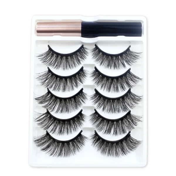 REDSIREN 5Pairs Magnetic Eyelashes With Eyeliner Reusable Thick Natural Eye Lashes New 5Piece Magnet False Eyelashes - Image 4