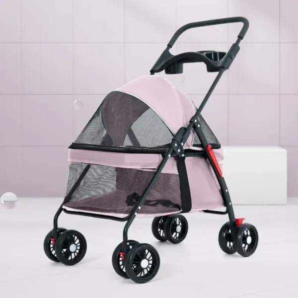 Pet Cat and Dog Universal Dog Carrier Bag Large Vision Car Dog Basket Universal Pulley Pet Stroller Lightweight FoldingCage - Image 4