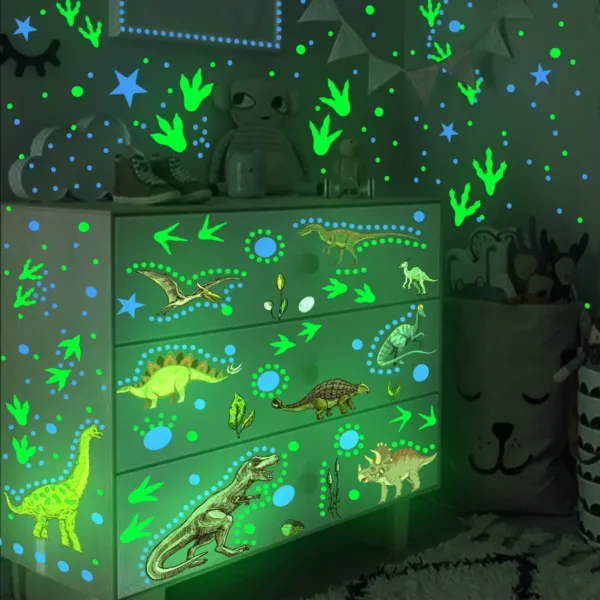Luminous Cartoon Dinosaur Wall Stickers Glow in the Dark Dinosaur Decals for Baby Kids Rooms Bedroom Wall Decoration Wallpaper - Image 7