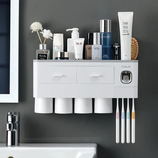 Bathroom Accessories organizer Set Toothbrush Holder Automatic Toothpaste Dispenser Holder Toothbrush Wall Mount Rack Tools Set - Image 10