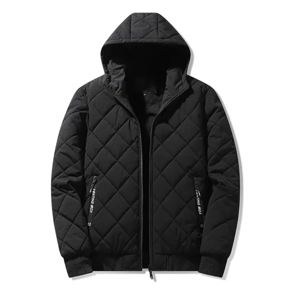 Jackets for Men with Hood Autumn Winter Cotton Padded Jacket Men Fashion Clothing Rhombus Texture Casual Parkas Plus Size 5XL - Image 3