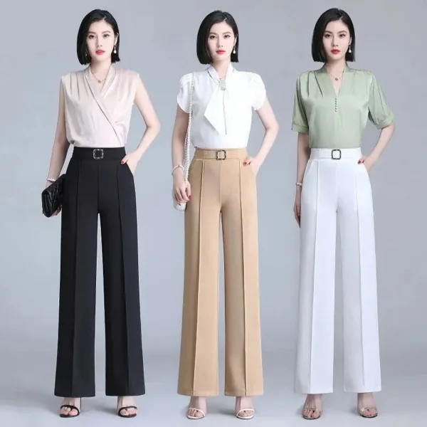 High Waist Wide Leg Pants Women Spring Autumn New Drop Feel Relaxed Straight Suit Pants Fashion Wild Casual Trousers White Black - Image 4