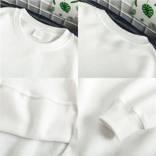 Woman Solid Color O-Neck Sweatshirt Casual Fit Hoodie Harajuku Aesthetic Streetwear Pullover White Tops Korean Pop Clothing Top