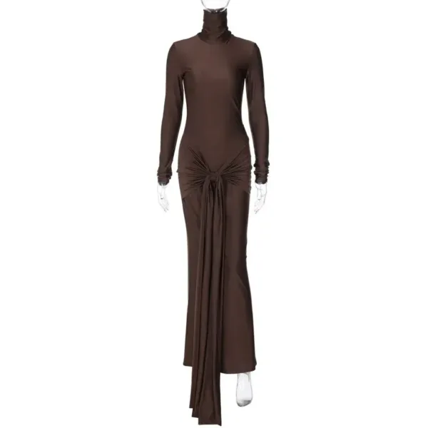 Hawthaw Women 2024 Spring Autumn Elegant Long Sleeve Party Club Streetwear Bodycon Red Long Dress Wholesale Items For Business - Image 4