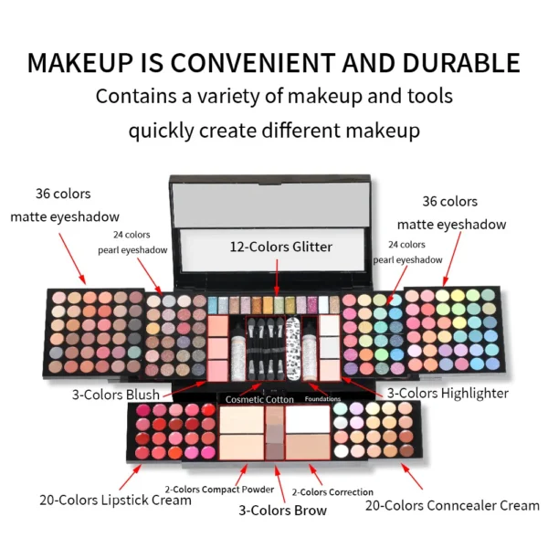 MISS ROSE Make-up Kit ALL IN ONE Full Facial Makeup Set Eye Shadow Lip Gloss Eyeliner Makeup Brushe Cosmetics Bag Makeup Product - Image 4