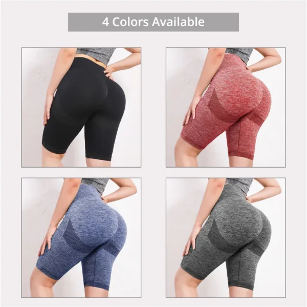 Women Butt Lifting Yoga Shorts Elastic Workout High Waist Tummy Control Ruched Booty Pants Seamless Gym Compression Tights - Image 5