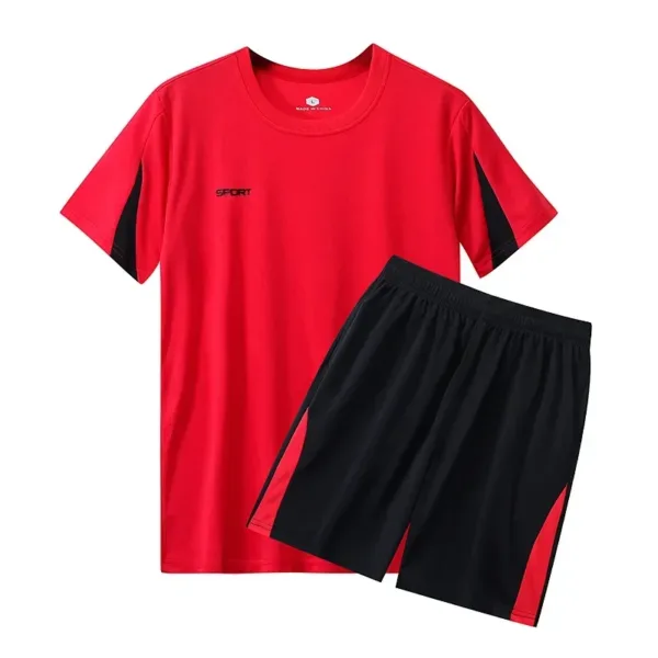 Men Running 2024 Summer Latest Sportswear Polyester Printed T-shirt + Shorts Quick Dry Sport Suit 2-piece Outfits Jogger Set - Image 8