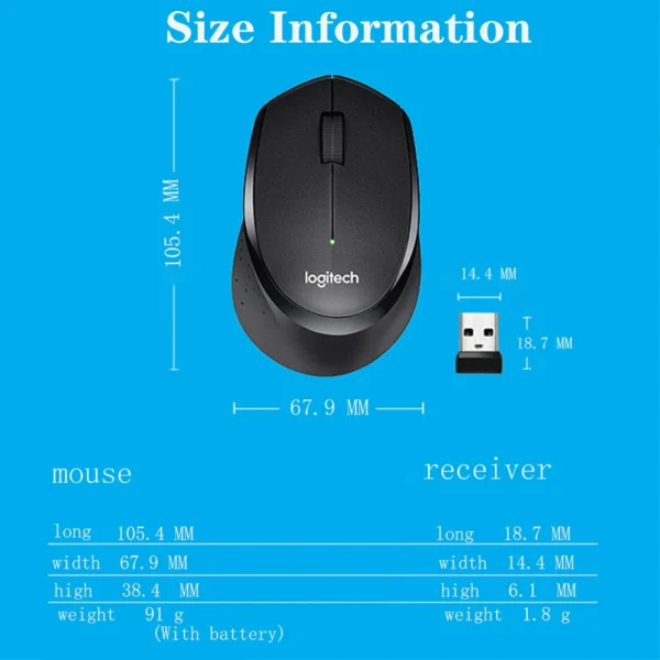 Logitech M330 Wireless Mouse Silent Mouse 1000DPI Silent Optical Mouse 2.4GHz With USB Receiver Mice for Office Home Using PC - Image 3