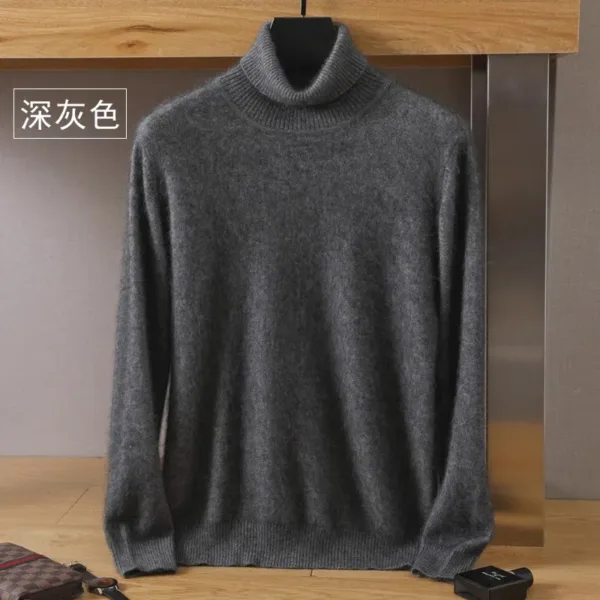 Men's 100% pure Mink velvet Cashmere Sweater High Lapels Pullovers Knitted Winter New Tops Long Sleeve High-End Jumpers - Image 7