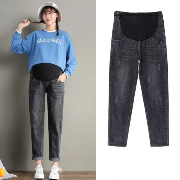 Pregnancy Abdominal Pants Boyfriend Jeans Maternity Pants For Pregnant Women Clothes High Waist Trousers Loose Denim Jeans - Image 6
