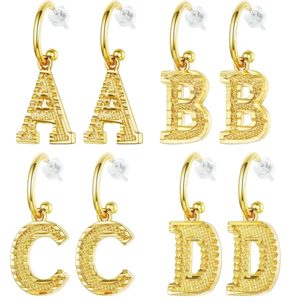 Vintage Gold Alphabet Earrings - Image 6