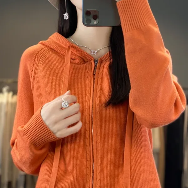 Zip-up Hoodies And Sweatshirts For Women Merino Wool Long Sleeve Sweaters Ladies Clothes Knitted Jumpers New Arrivals Outerwears - Image 5