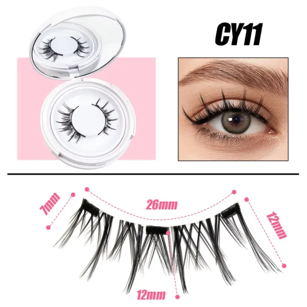 Cillophy 2Pairs Reusable Magnetic Lashes with Magnets Tweezer No Glue Needed D Magnetic Eyelash 3-Step Press On False Eyelash - Image 4