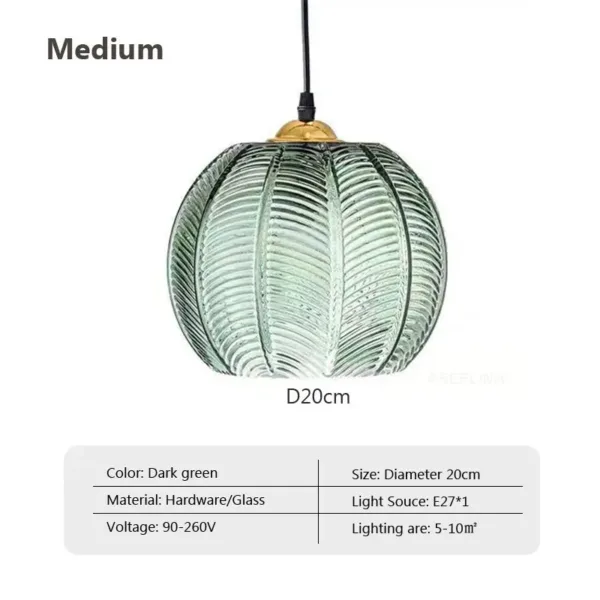 Nordic Glass Pendant Light Green Leaf Pattern Lighting For Living Room Dining Room Hotel Study Bedroom Indoor Decorative Fixture - Image 14