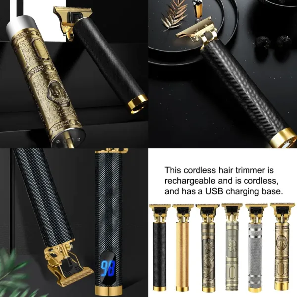 2024 Vintage T9 0mm Professional Hair Clippers Electric Waterproof Rechargeable Trimmers For Men Clipper Hair Cutting Machine - Image 5