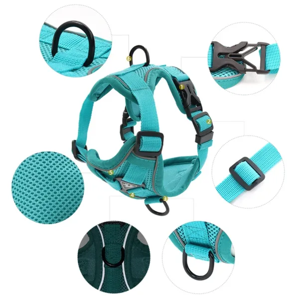 No Pull Dog Harness and Leash Set Adjustable Pet Harness Vest For Small Dogs Cats Reflective Mesh Dog Chest Strap French Bulldog - Image 4