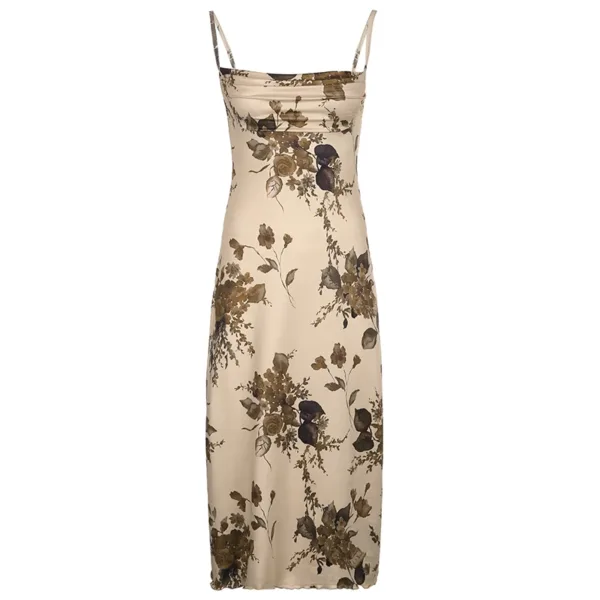 CIBBAR y2k Vintage Strap Dress Retro Floral Print Sleeveless Summer Party Long Dresses for Women 2000s Aesthetic Elegant Ladies - Image 5