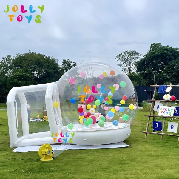 JOLLY TOYS Balloon inflatable bubble house with trampoline and transparent dome PVC material with blower - Image 2