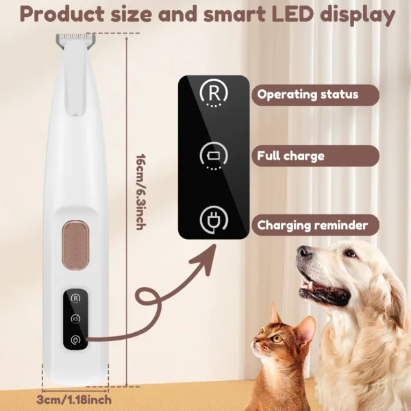 New Dog Paw Trimmer with LED Light Fully Waterproof Pet Hair Trimmer with LED Display Dog Clippers for Grooming 18mm Widen Blade - Image 3