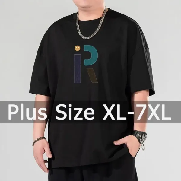 Men Oversized Tees Plus Size 4XL 5XL 6XL 7XL Printed T-shirt for 110-175kg Summer Cotton T-shirt Round Neck Short Sleeve Tops - Image 4