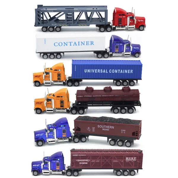 Alloy Car Carrier Truck Model Boy Christmas Toys Assembled Model Building Kits Tool 1/65 Scale Diecast Simulation Car Toys - Image 7
